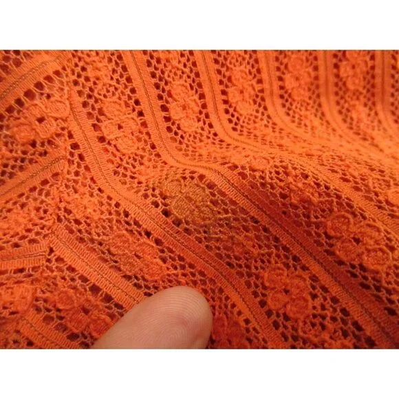 Vintage Women's Dress 6/8 1960's Mesh/Lace Burnt Orange Handmade Shift Mod